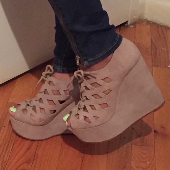 Top shop taupe wedges - Picture 1 of 4